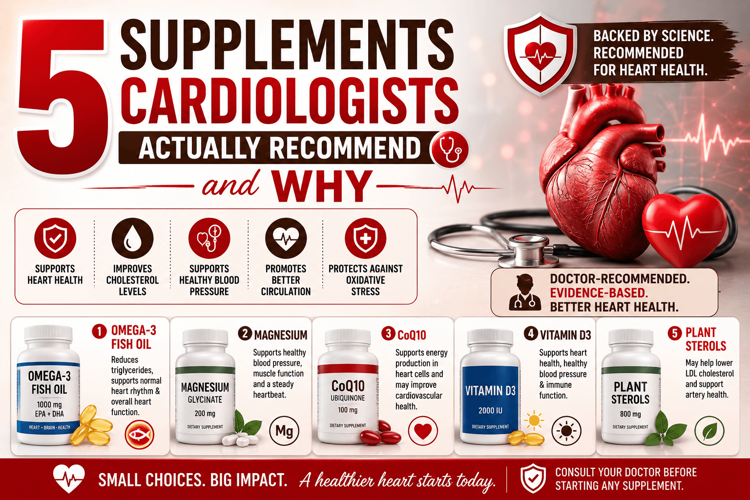 Read more about the article 5 Supplements Cardiologists Actually Recommend and why