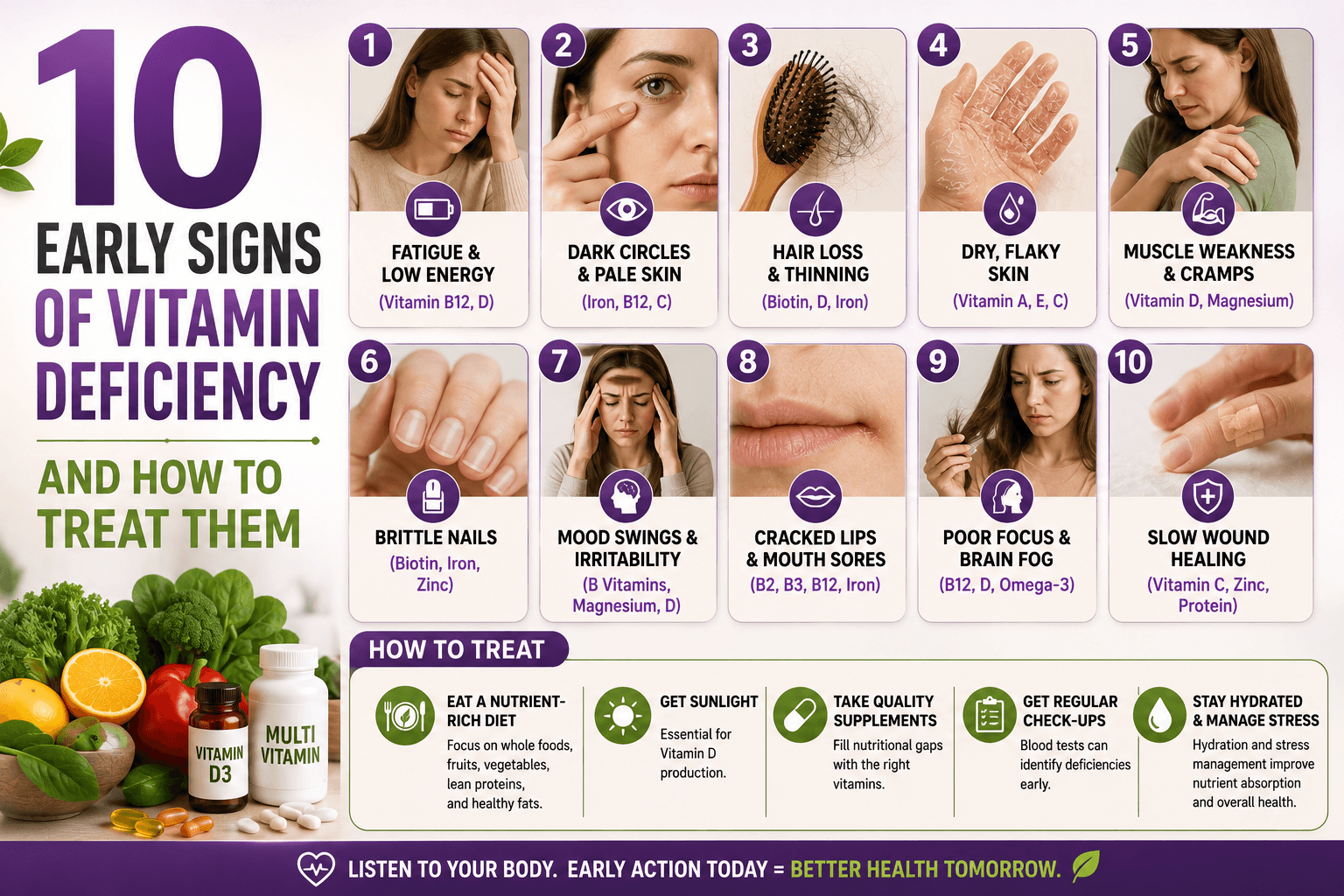 Read more about the article 10 Early Signs of Vitamin Deficiency and How to Treat Them
