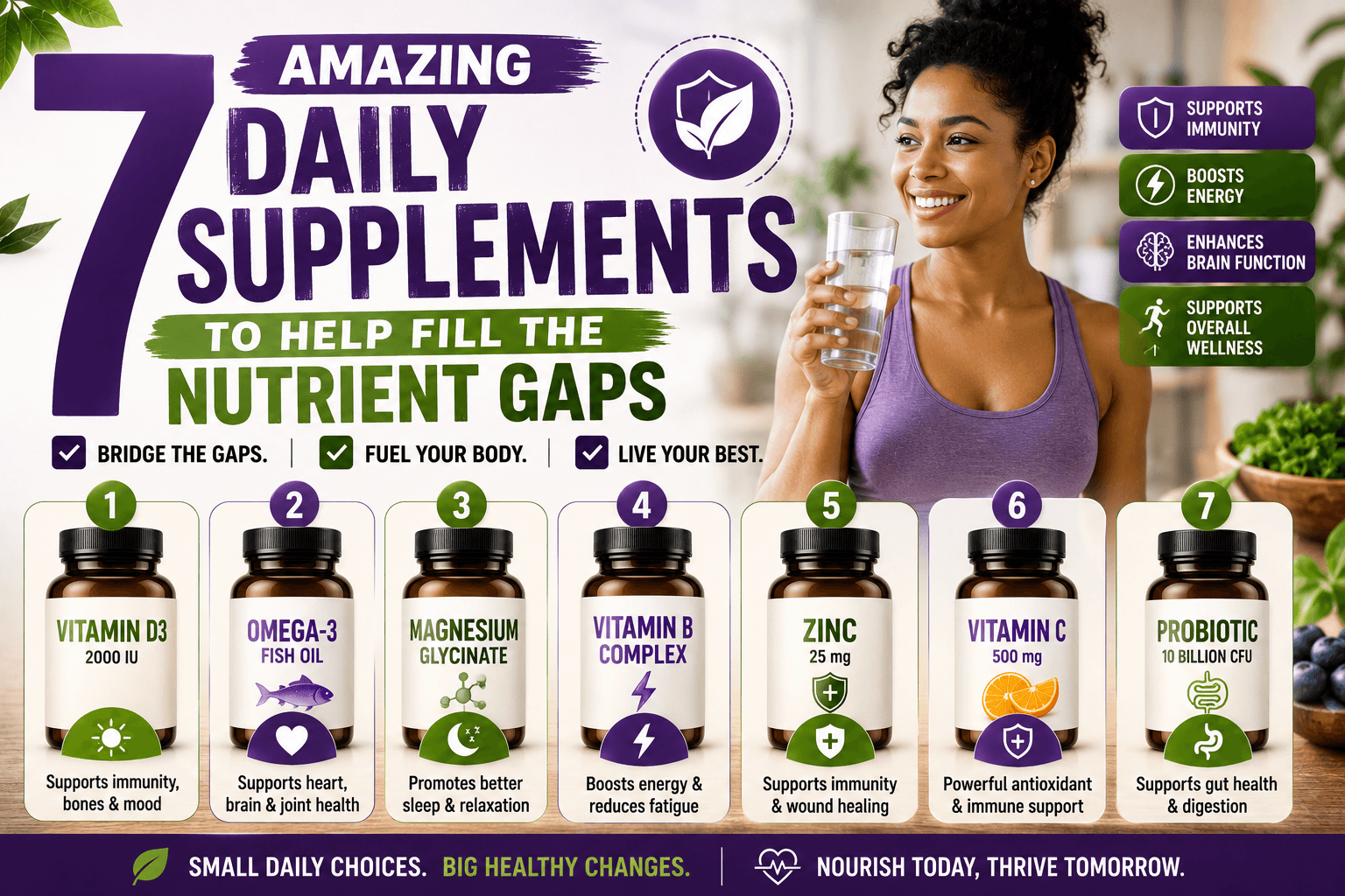 Read more about the article Amazing 7 Daily Supplements to Help Fill the Nutrient Gaps