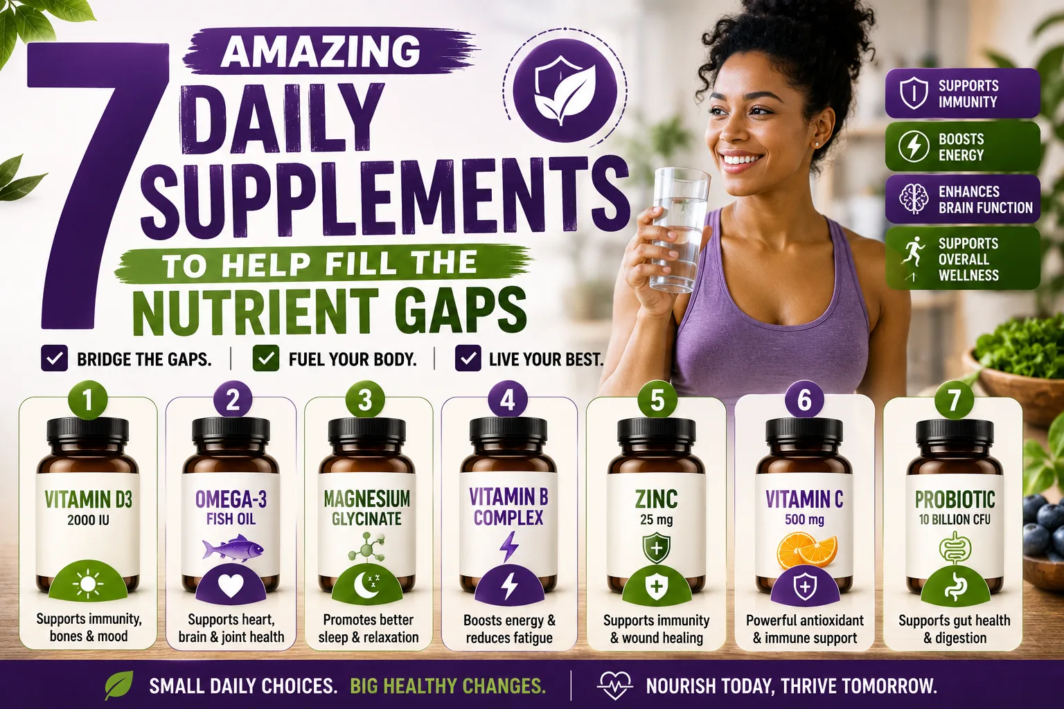 Read more about the article Amazing 7 Daily Supplements to Help Fill the Nutrient Gaps