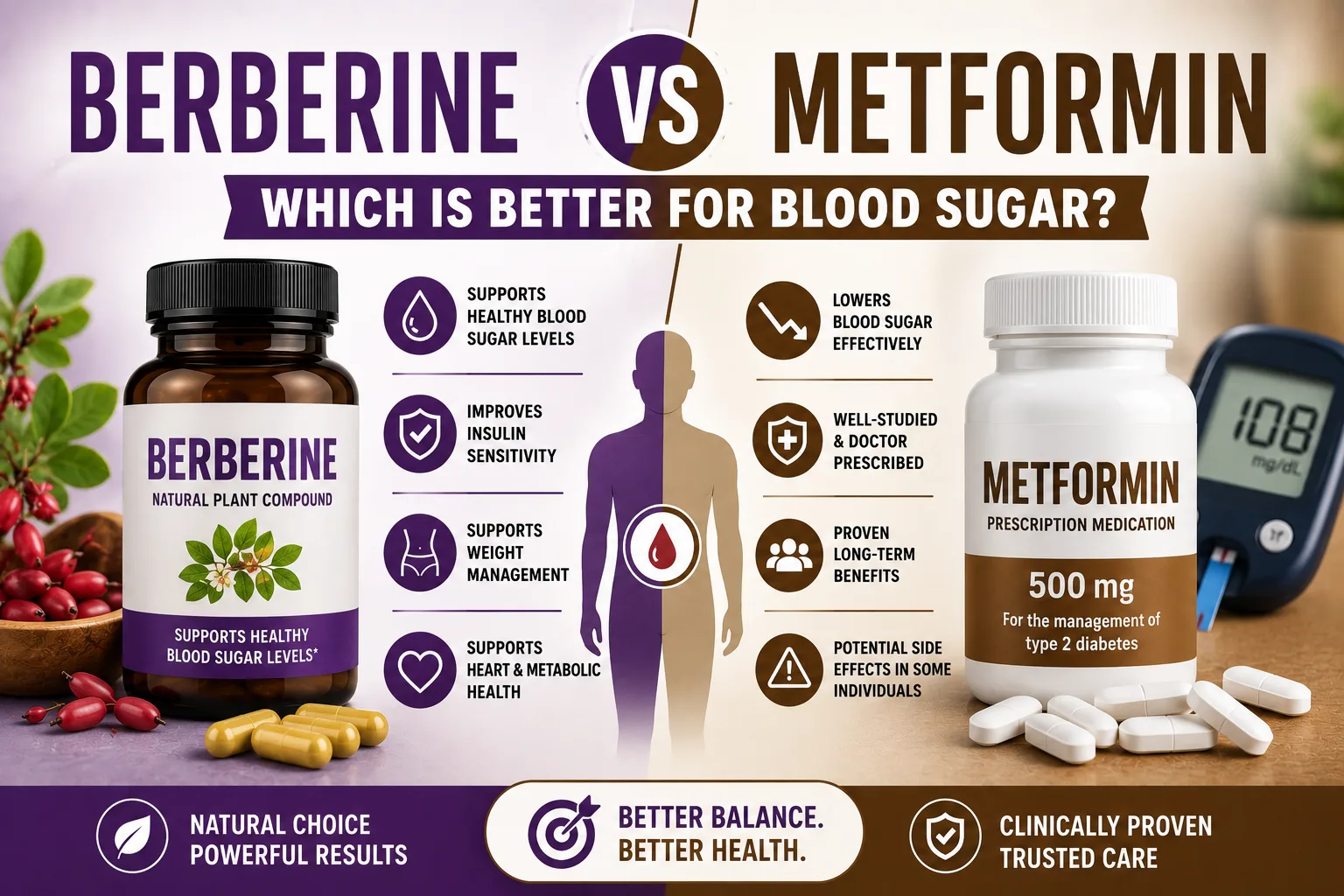 Read more about the article Berberine vs Metformin: Which Is Better for Blood Sugar?